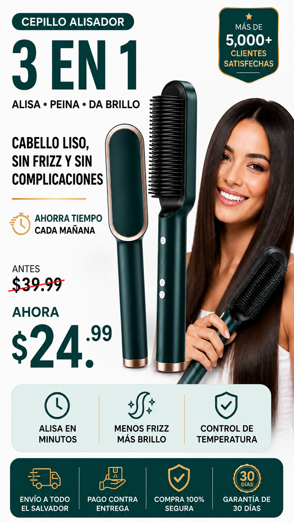 Cepillo Alisador 3 en 1