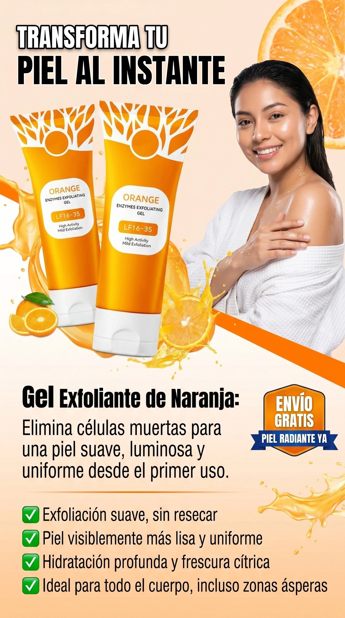 OrangeGlow™ Exfoliante de Naranja para Piel Suave y Luminosa